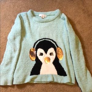 Girls penguin plush sweater